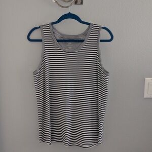 J. Jill Black and White Striped Tank Top